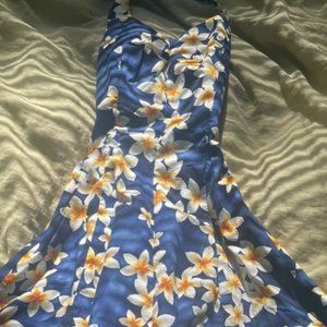 A Blue Hawaiian Dress with a Floral Pattern